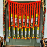 Orange Marigold Toran Curtain with Bell Tassels – Grand Entrance Decoration