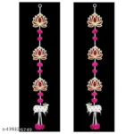 Handmade lotus Hangings for decoration with Pichwai Cow for Diwali/Pink Lotus Wall hangings for temple/BackDrop/ Door sides/1 pair (2pc)/31.5Inch