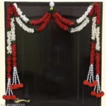Artificial marigold genda Flower toran garland for Main Door Home Decoration Latest Wall Hanging Handmade Marigold Gift (red-pack of 4) 5 ft each